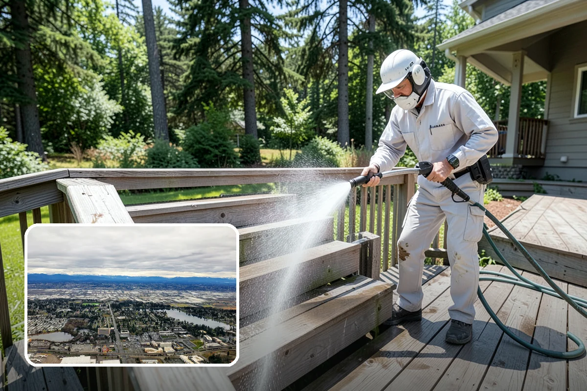 School Exterior Cleaning in SeaTac, King County, WA - Removes slick algae from breezeways and covered walkways