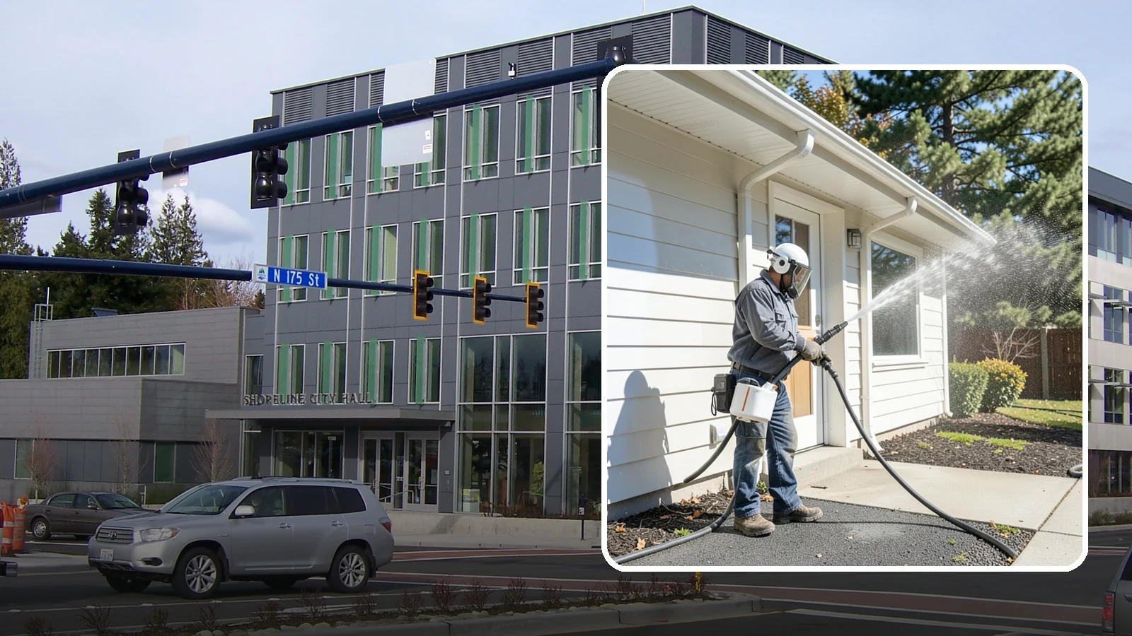 School Exterior Cleaning in Shoreline, King County, WA - Safe, thorough exterior cleaning for schools that clears algae, gum, and grime from entrances, breezeways, and play-adjacent...
