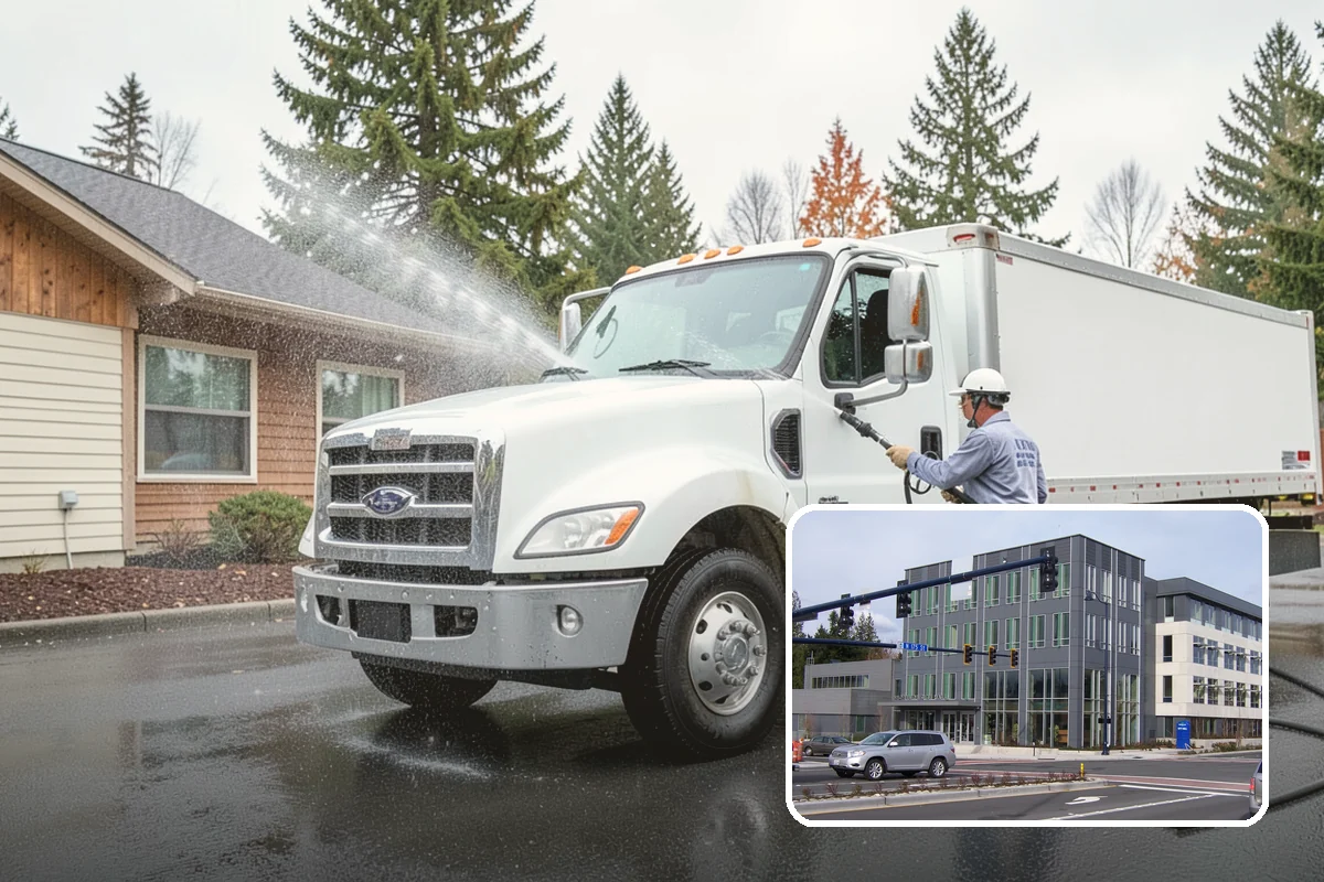 School Exterior Cleaning in Shoreline, King County, WA - Removes slick algae from breezeways and covered walkways