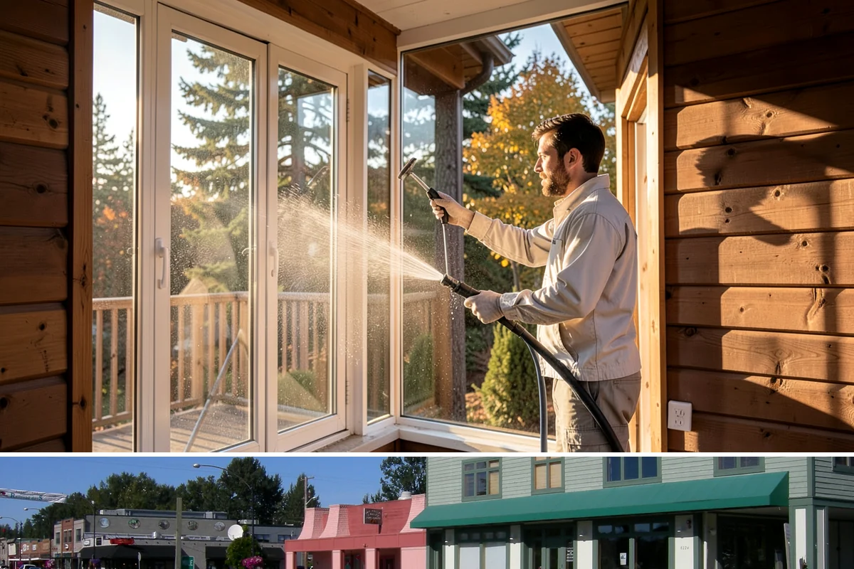 School Exterior Cleaning in Snoqualmie, King County, WA - Summer break is the ideal window for a full-campus wash, with a lighter cleaning over winter break to manage wet-season algae.