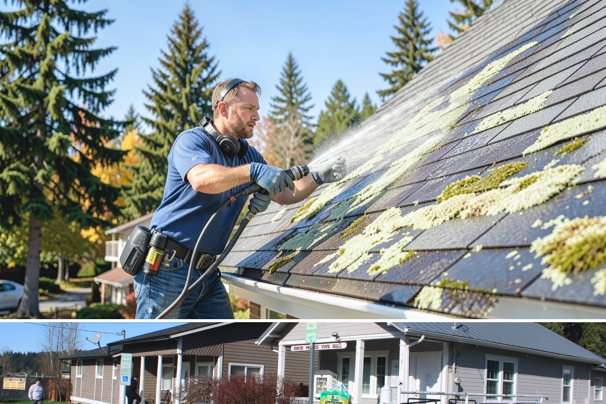 School Exterior Cleaning in South Prairie, Pierce County, WA - Summer break is the ideal window for a full-campus wash, with a lighter cleaning over winter break to manage wet-season algae.