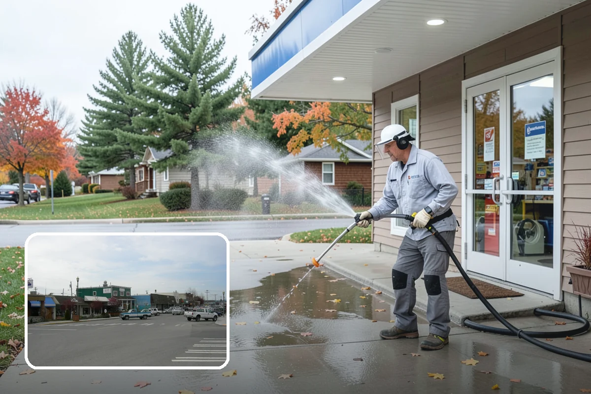 School Exterior Cleaning in Stanwood, Snohomish County, WA - Removes slick algae from breezeways and covered walkways