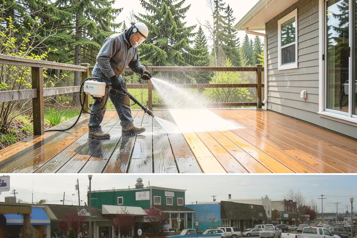 School Exterior Cleaning in Stanwood, Snohomish County, WA - Summer break is the ideal window for a full-campus wash, with a lighter cleaning over winter break to manage wet-season algae.