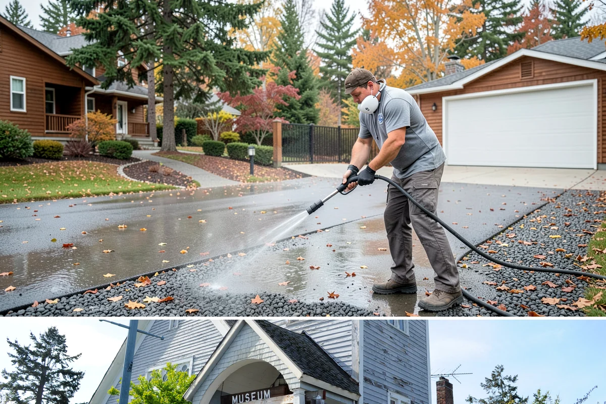 School Exterior Cleaning in Steilacoom, Pierce County, WA - Summer break is the ideal window for a full-campus wash, with a lighter cleaning over winter break to manage wet-season algae.