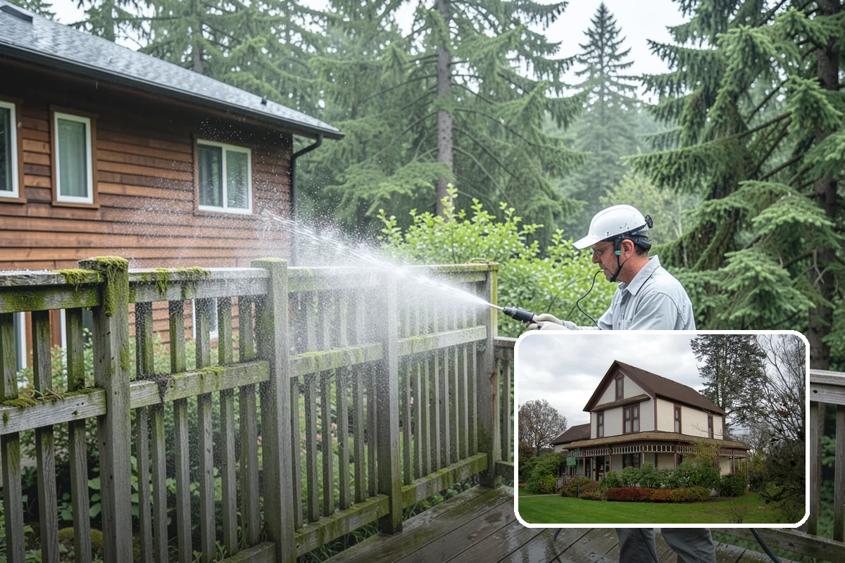 School Exterior Cleaning in Sumner, Pierce County, WA - Removes slick algae from breezeways and covered walkways