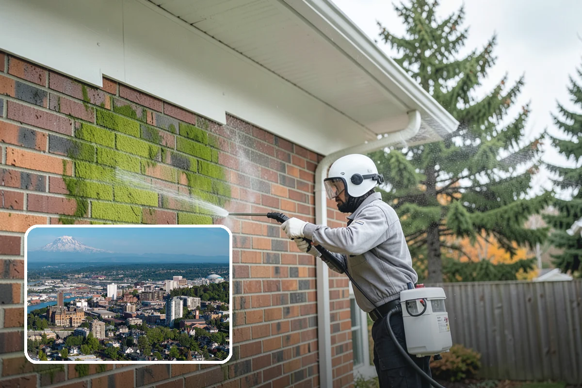 School Exterior Cleaning in Tacoma, Pierce County, WA - Removes slick algae from breezeways and covered walkways