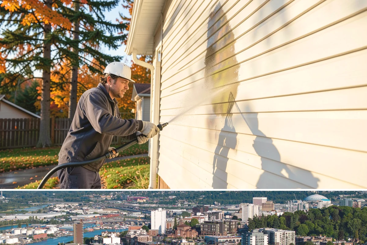 School Exterior Cleaning in Tacoma, Pierce County, WA - Summer break is the ideal window for a full-campus wash, with a lighter cleaning over winter break to manage wet-season algae.