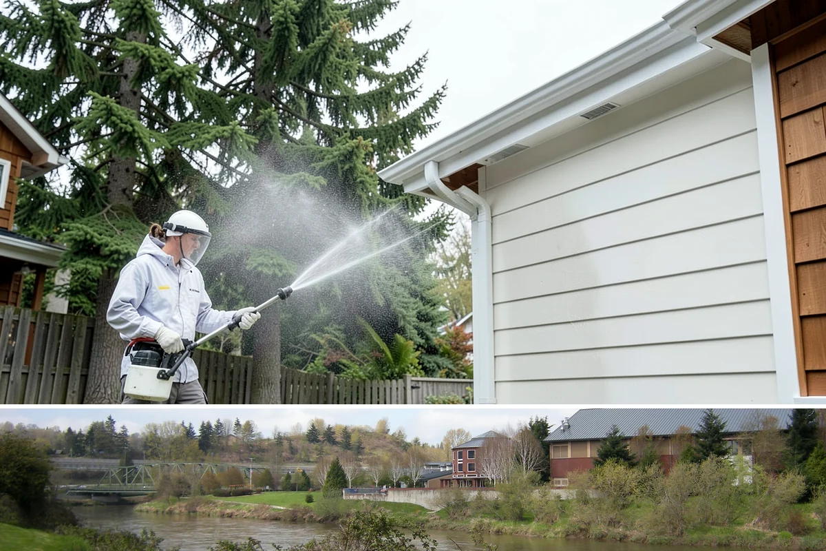 School Exterior Cleaning in Tukwila, King County, WA - Summer break is the ideal window for a full-campus wash, with a lighter cleaning over winter break to manage wet-season algae.
