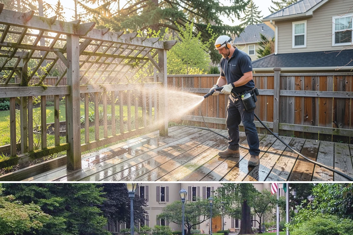 School Exterior Cleaning in Woodinville, King County, WA - Summer break is the ideal window for a full-campus wash, with a lighter cleaning over winter break to manage wet-season algae.
