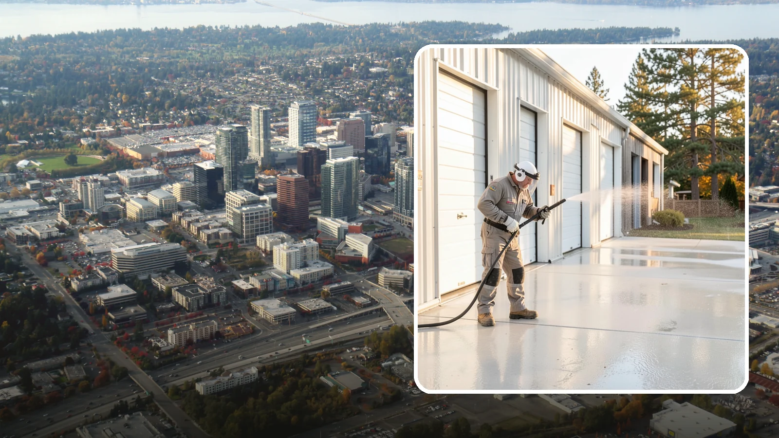 Self-Storage Facility Cleaning in Bellevue, King County, WA - Facility-wide exterior cleaning for self-storage sites that brightens roll-up doors, corridors, and drive lanes across sprawling...