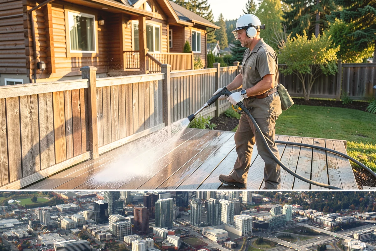 Self-Storage Facility Cleaning in Bellevue, King County, WA - Annual or semi-annual cleaning in spring and early fall keeps a storage facility bright through the Northwest's wet months.