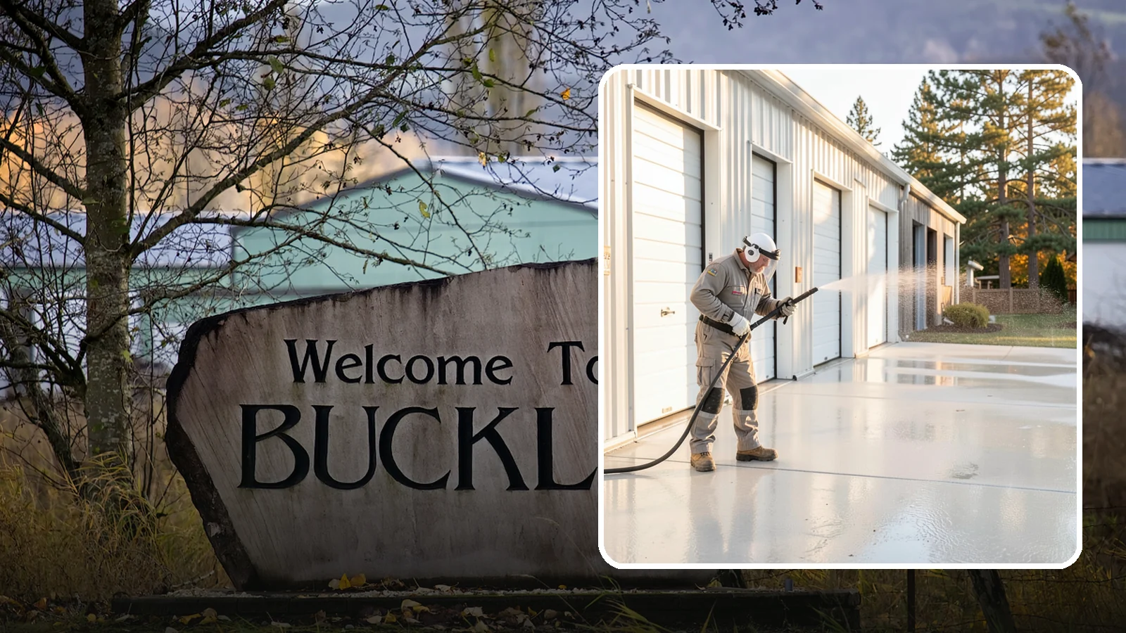 Self-Storage Facility Cleaning in Buckley, Pierce County, WA - Facility-wide exterior cleaning for self-storage sites that brightens roll-up doors, corridors, and drive lanes across sprawling...