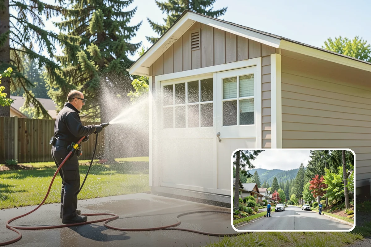 Self-Storage Facility Cleaning in Darrington, Snohomish County, WA - Brightens long rows of roll-up doors and metal panels