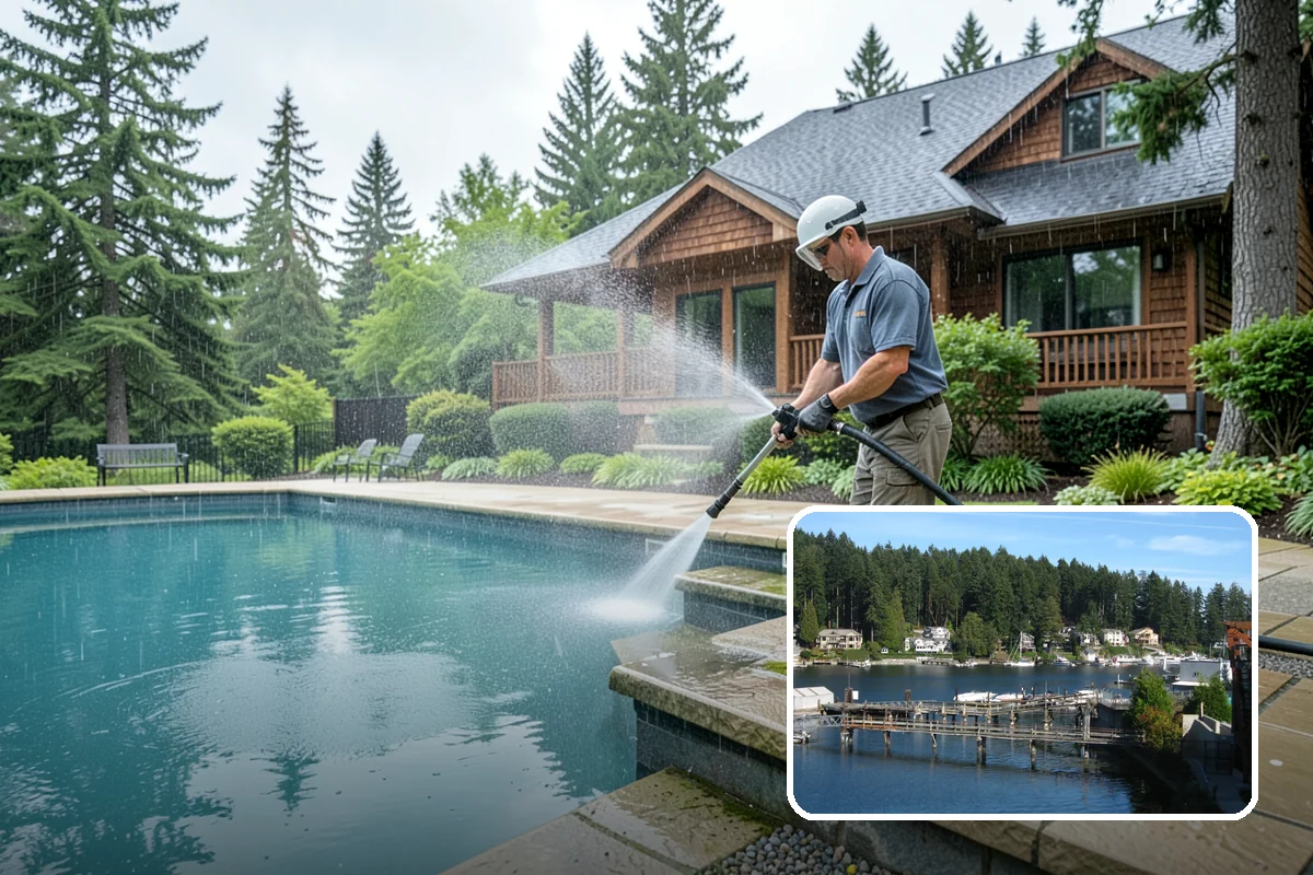 Self-Storage Facility Cleaning in Gig Harbor, Pierce County, WA - Brightens long rows of roll-up doors and metal panels