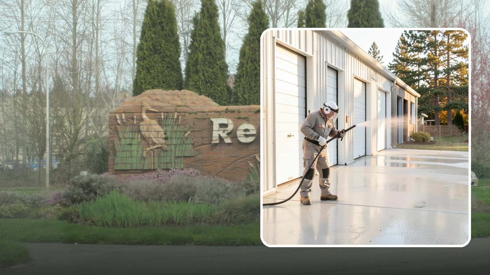 Self-Storage Facility Cleaning in Renton, King County, WA - Facility-wide exterior cleaning for self-storage sites that brightens roll-up doors, corridors, and drive lanes across sprawling...
