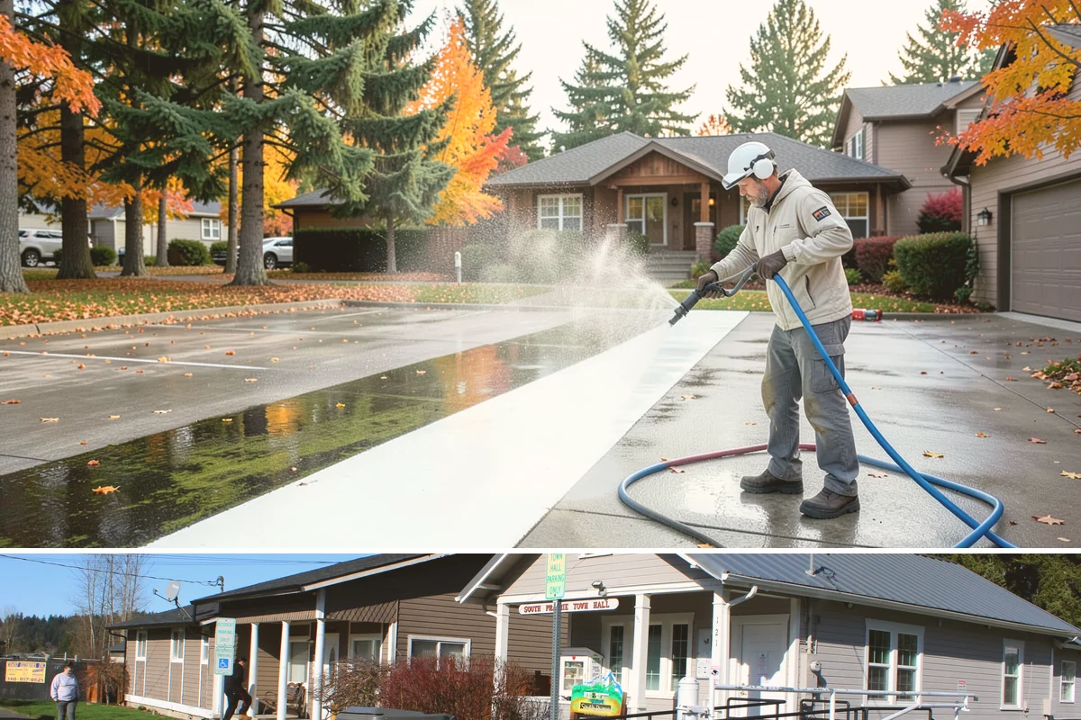 Self-Storage Facility Cleaning in South Prairie, Pierce County, WA - Annual or semi-annual cleaning in spring and early fall keeps a storage facility bright through the Northwest's wet months.