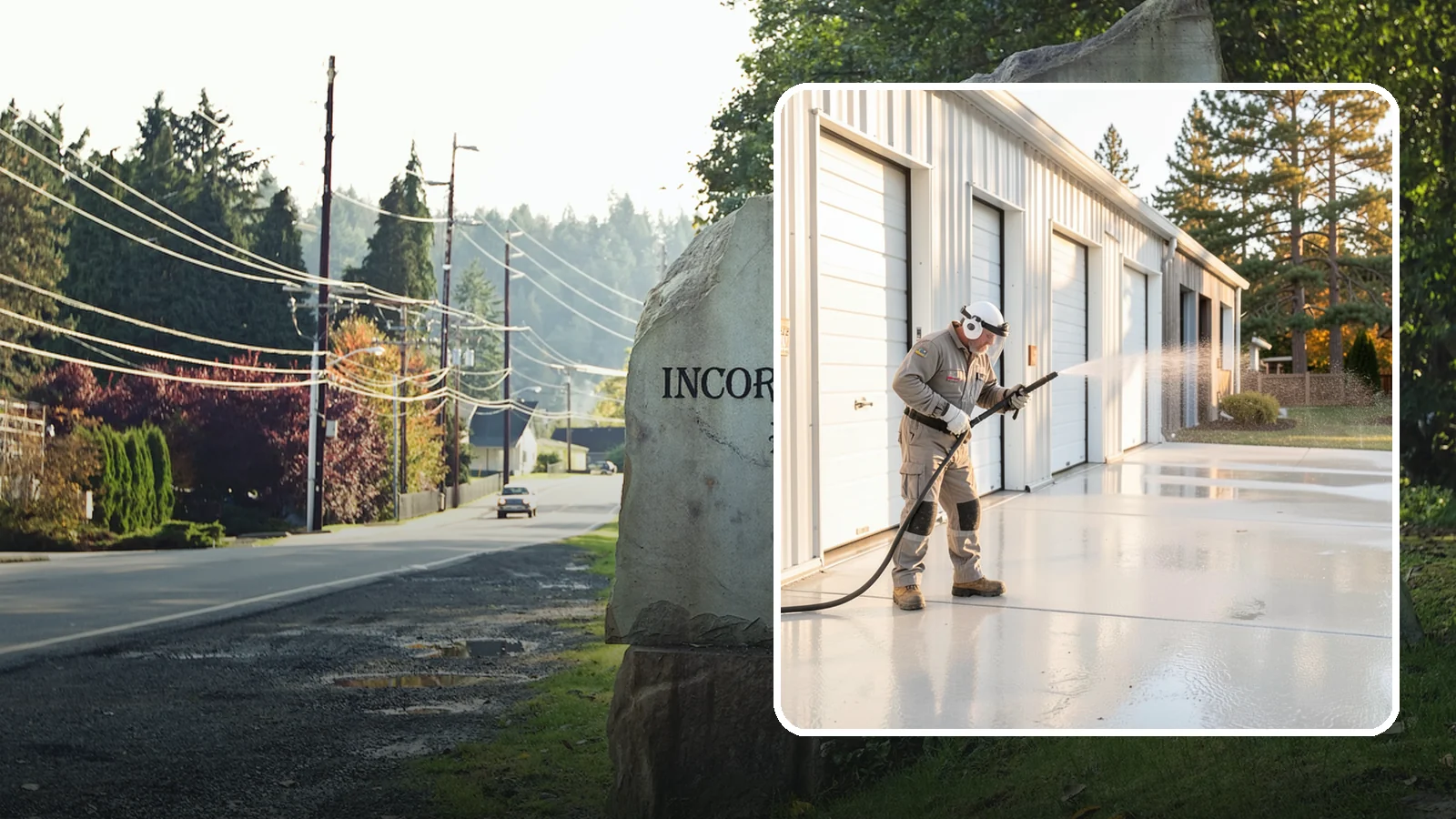 Self-Storage Facility Cleaning in Wilkeson, Pierce County, WA - Facility-wide exterior cleaning for self-storage sites that brightens roll-up doors, corridors, and drive lanes across sprawling...