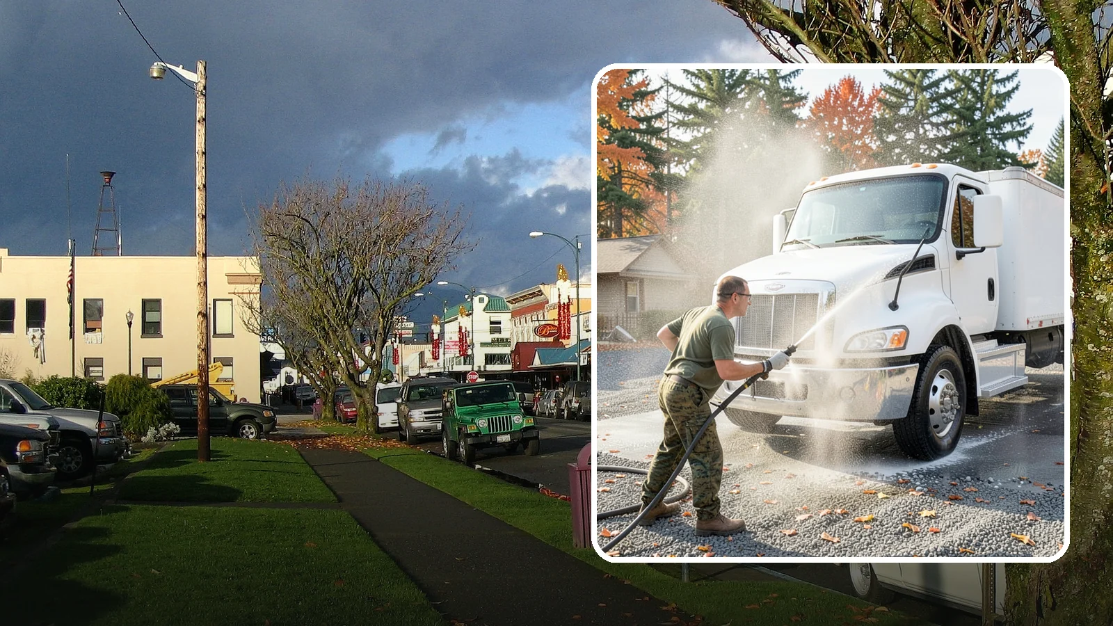 Semi-Truck Washing in Arlington, Snohomish County, WA - We wash semi-trucks and trailers, clearing the road grime, salt film, and exhaust soot that build up over long Northwest hauls.