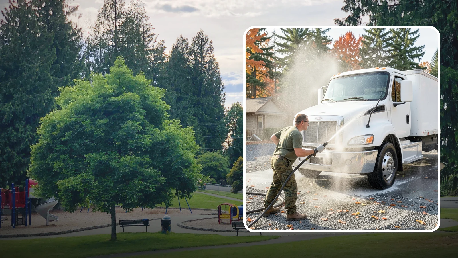 Semi-Truck Washing in Bonney Lake, Pierce County, WA - We wash semi-trucks and trailers, clearing the road grime, salt film, and exhaust soot that build up over long Northwest hauls.
