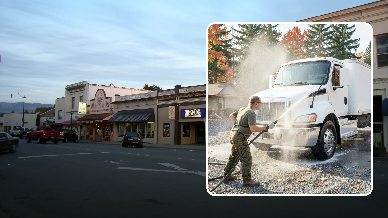 Semi-Truck Washing in Burlington, Skagit County, WA - We wash semi-trucks and trailers, clearing the road grime, salt film, and exhaust soot that build up over long Northwest hauls.