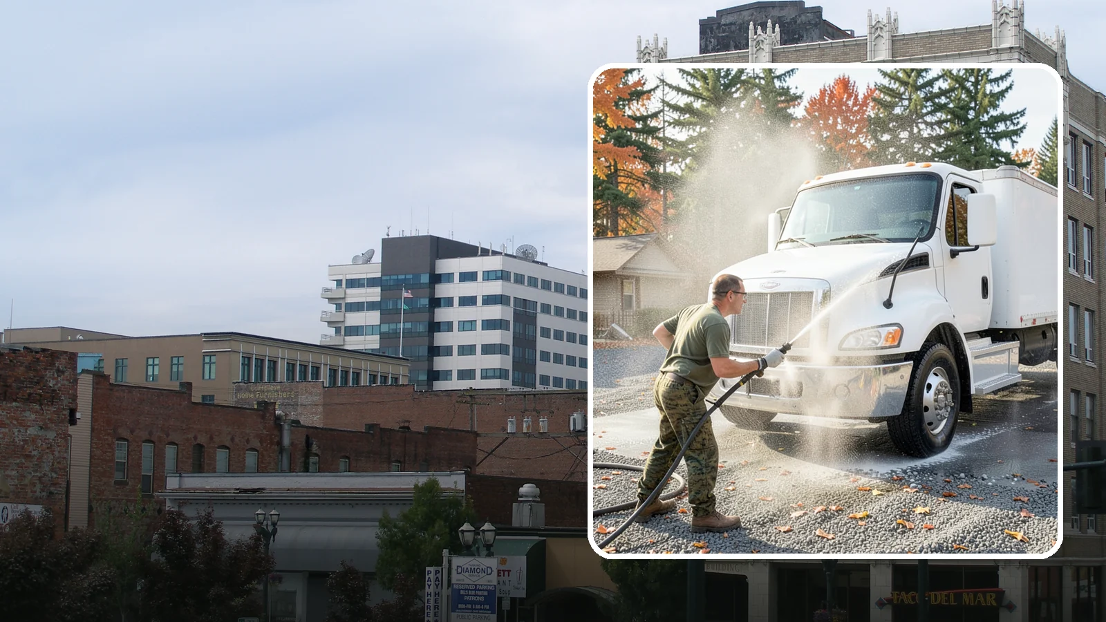Semi-Truck Washing in Everett, Snohomish County, WA - We wash semi-trucks and trailers, clearing the road grime, salt film, and exhaust soot that build up over long Northwest hauls.
