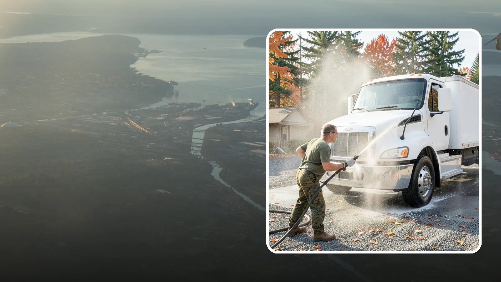 Semi-Truck Washing in Fife, Pierce County, WA - We wash semi-trucks and trailers, clearing the road grime, salt film, and exhaust soot that build up over long Northwest hauls.