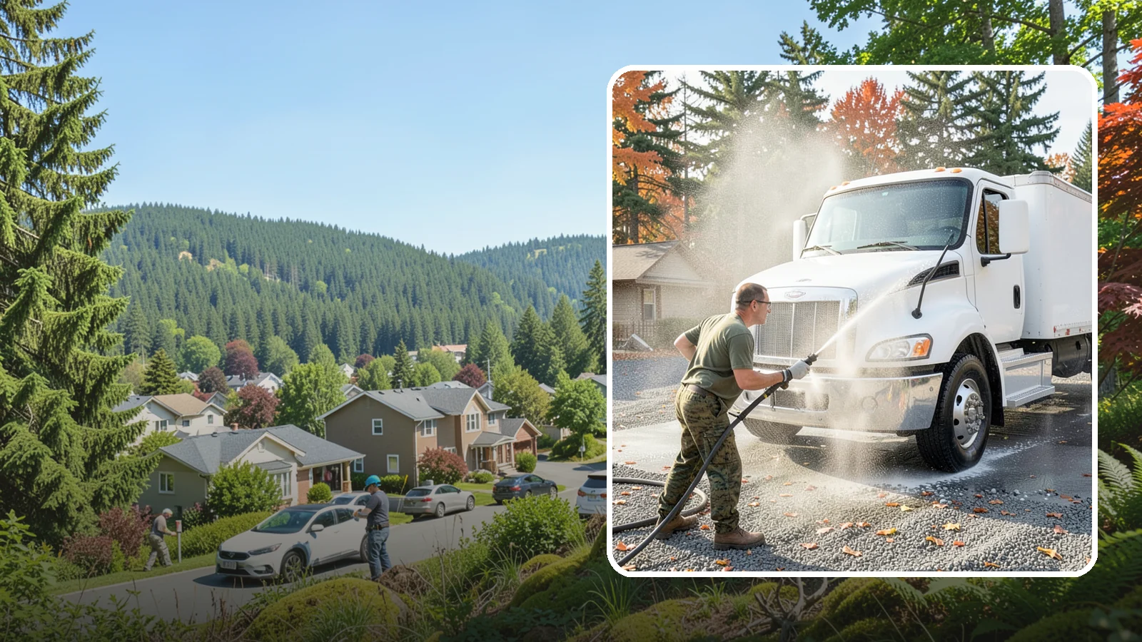 Semi-Truck Washing in Index, Snohomish County, WA - We wash semi-trucks and trailers, clearing the road grime, salt film, and exhaust soot that build up over long Northwest hauls.
