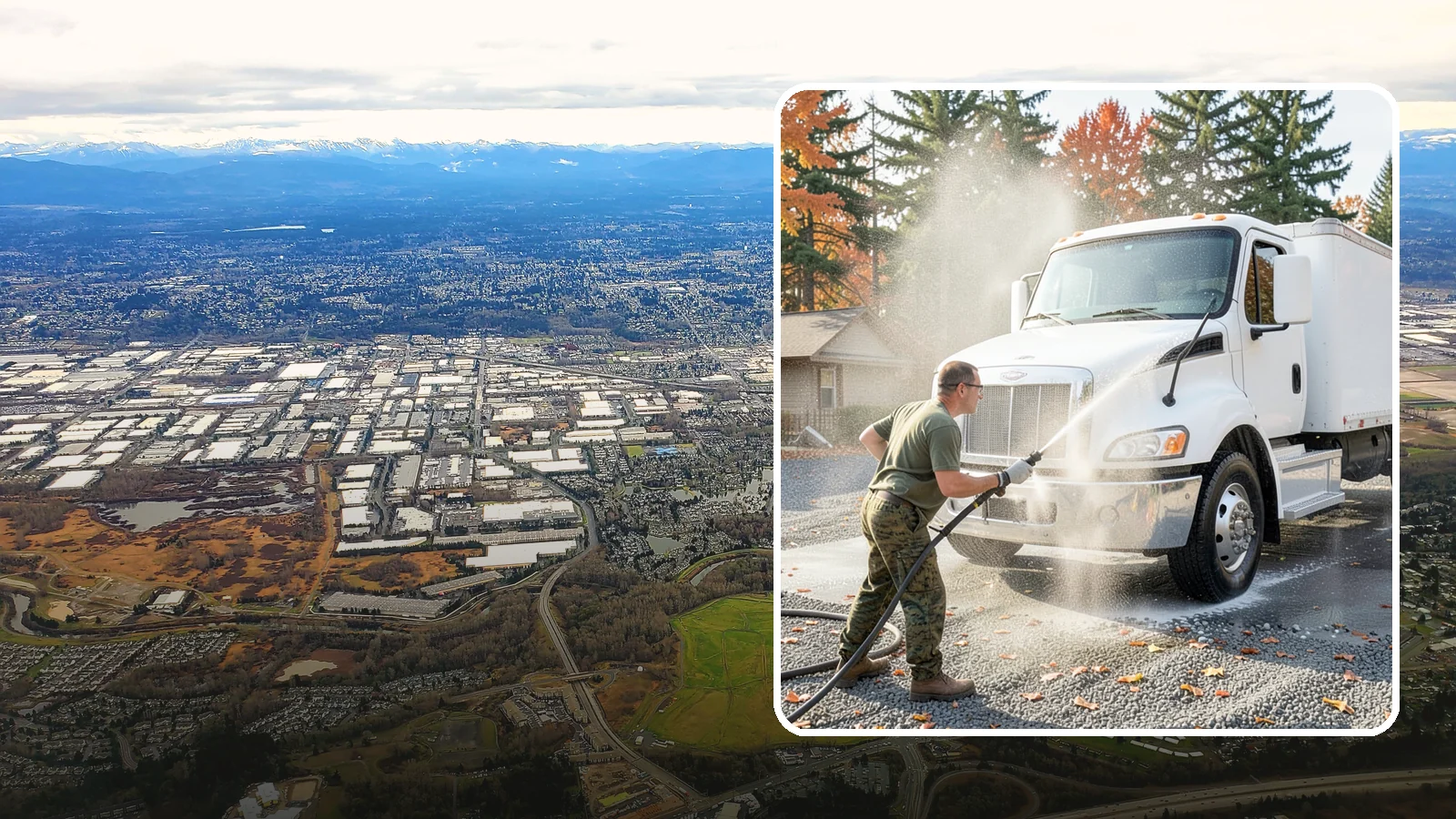 Semi-Truck Washing in Kent, King County, WA - We wash semi-trucks and trailers, clearing the road grime, salt film, and exhaust soot that build up over long Northwest hauls.