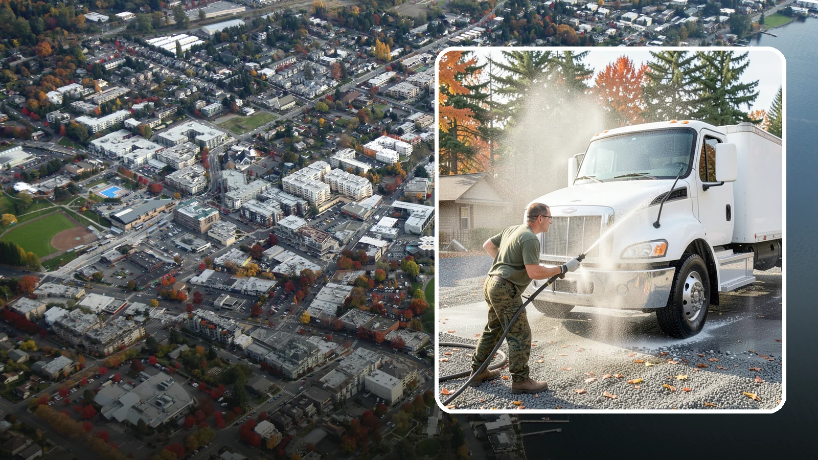 Semi-Truck Washing in Kirkland, King County, WA - We wash semi-trucks and trailers, clearing the road grime, salt film, and exhaust soot that build up over long Northwest hauls.