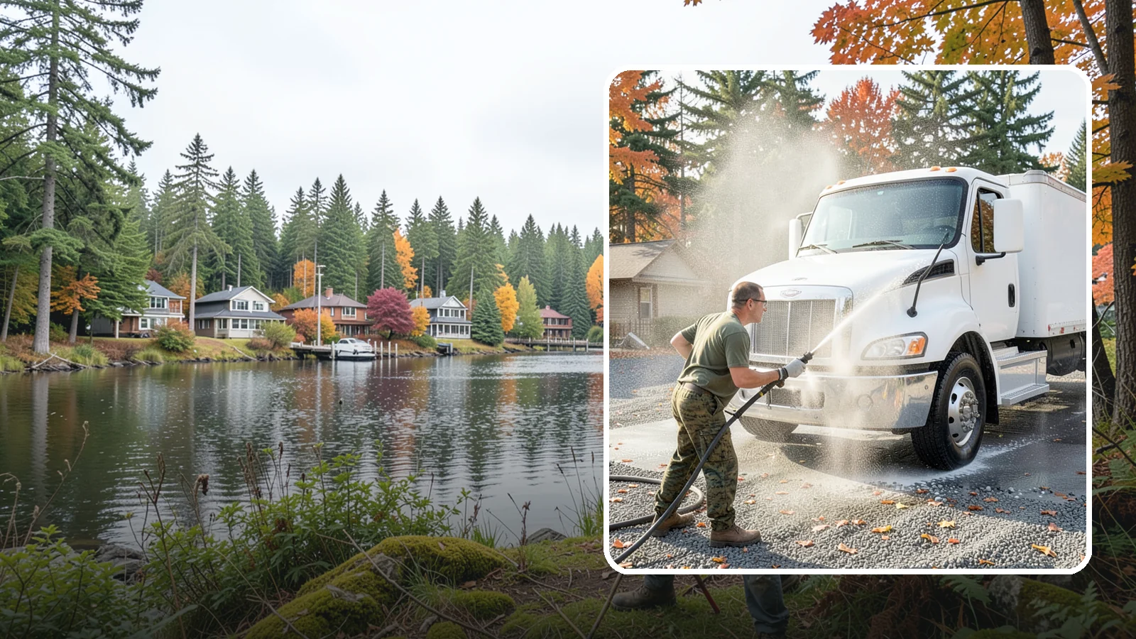 Semi-Truck Washing in La Conner, Skagit County, WA - We wash semi-trucks and trailers, clearing the road grime, salt film, and exhaust soot that build up over long Northwest hauls.
