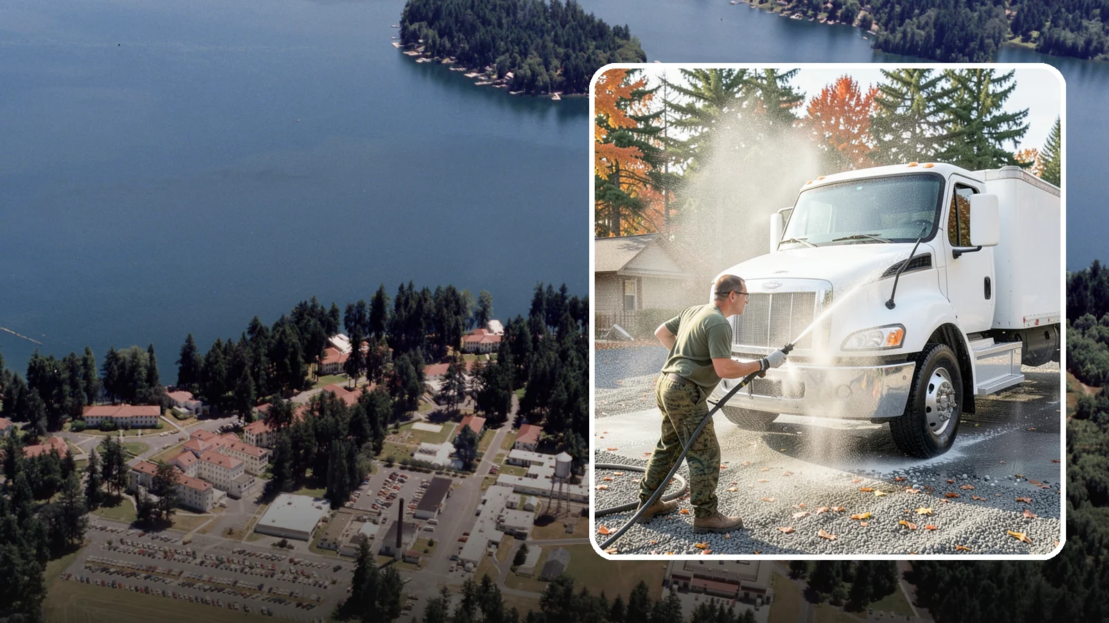 Semi-Truck Washing in Lakewood, Pierce County, WA - We wash semi-trucks and trailers, clearing the road grime, salt film, and exhaust soot that build up over long Northwest hauls.