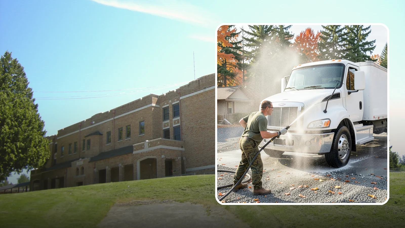 Semi-Truck Washing in Maple Valley, King County, WA - We wash semi-trucks and trailers, clearing the road grime, salt film, and exhaust soot that build up over long Northwest hauls.