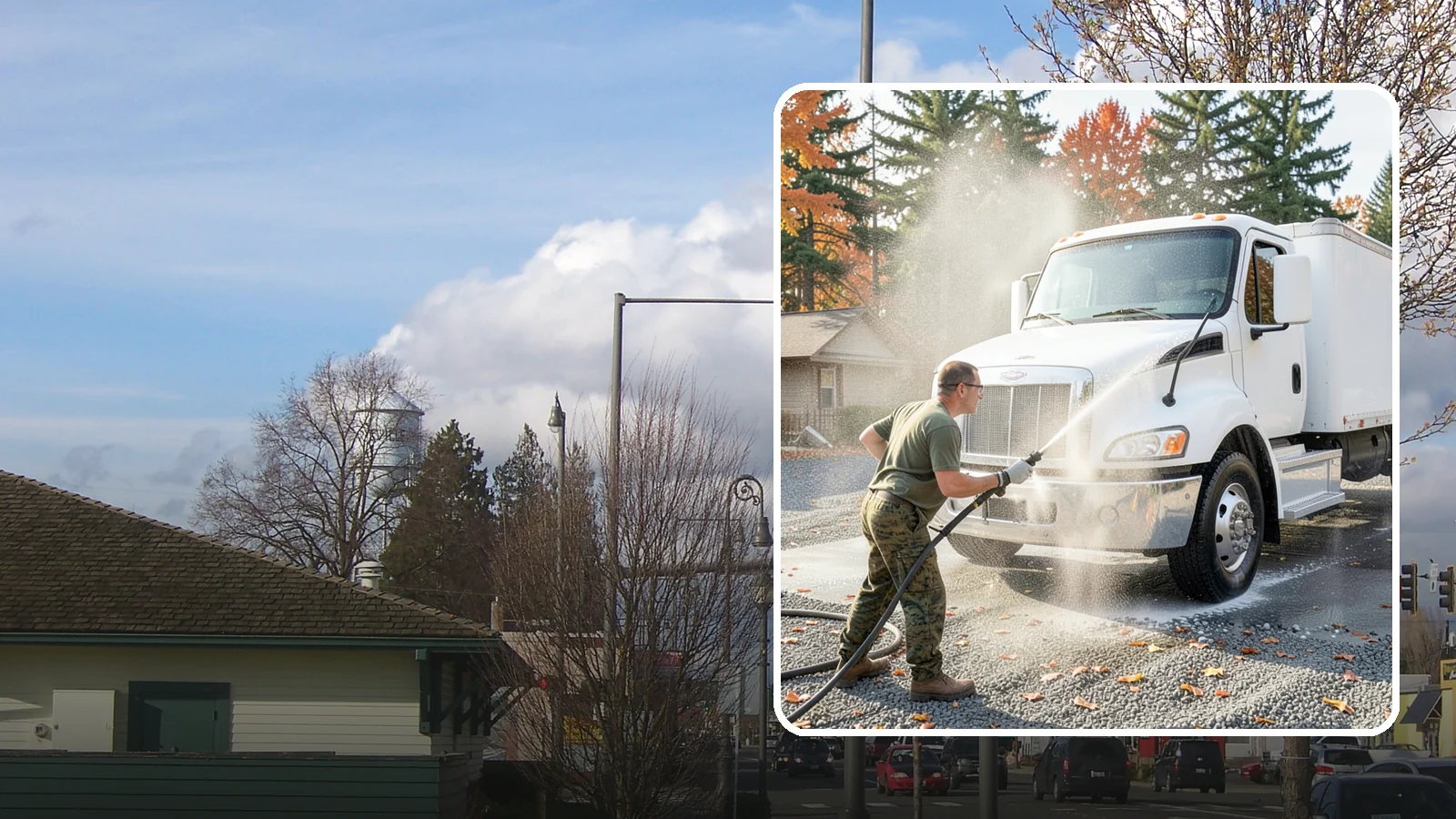Semi-Truck Washing in Marysville, Snohomish County, WA - We wash semi-trucks and trailers, clearing the road grime, salt film, and exhaust soot that build up over long Northwest hauls.