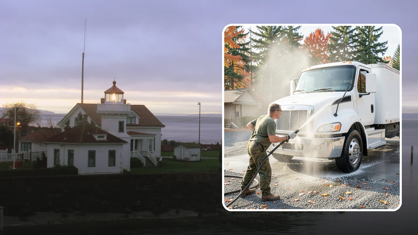 Semi-Truck Washing in Mukilteo, Snohomish County, WA - We wash semi-trucks and trailers, clearing the road grime, salt film, and exhaust soot that build up over long Northwest hauls.