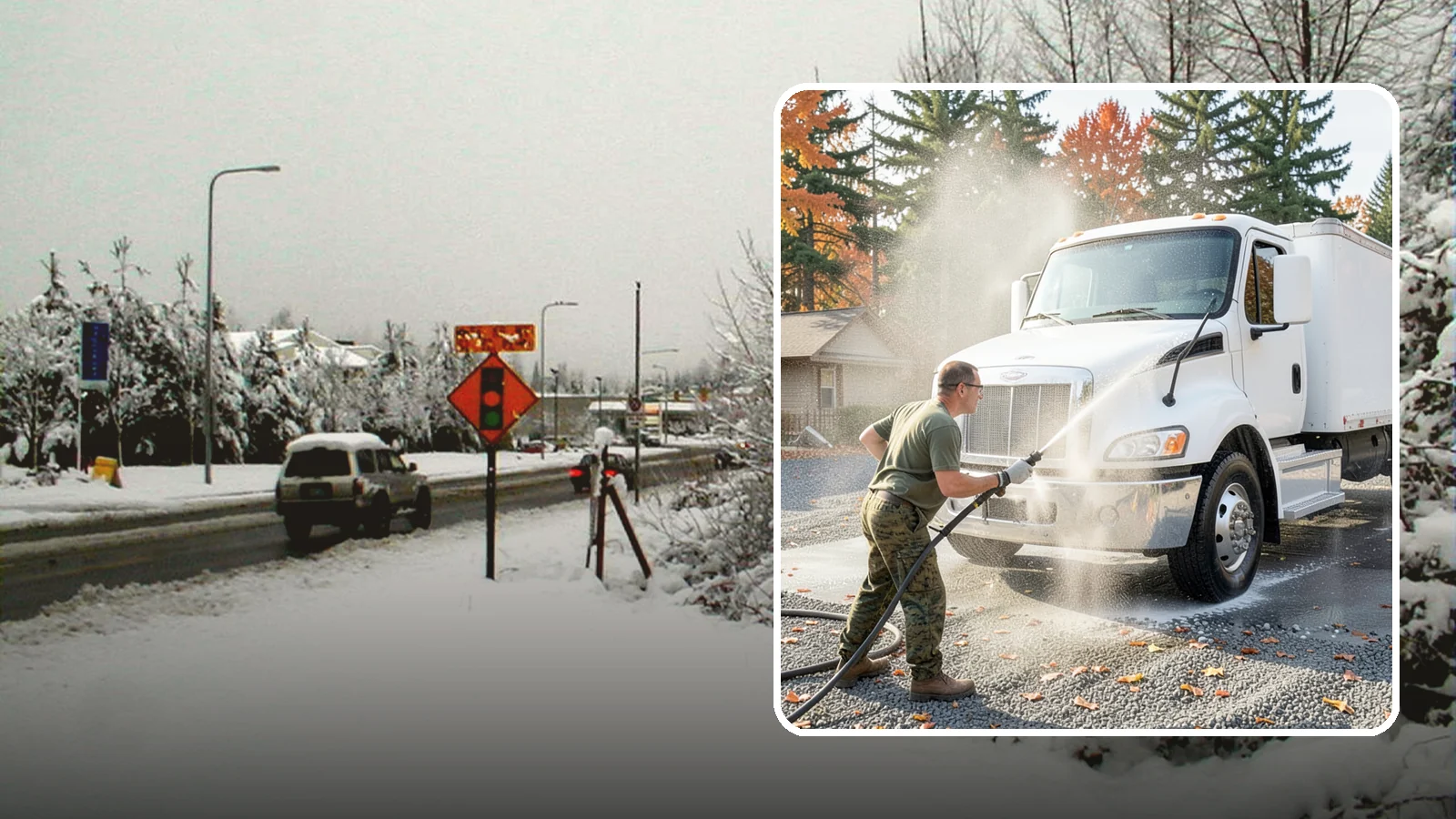 Semi-Truck Washing in Newcastle, King County, WA - We wash semi-trucks and trailers, clearing the road grime, salt film, and exhaust soot that build up over long Northwest hauls.