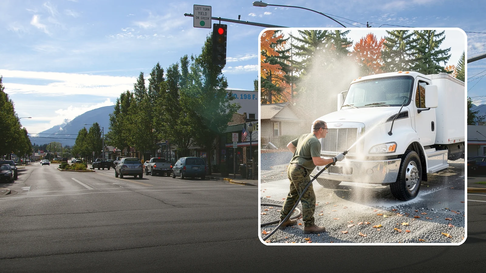 Semi-Truck Washing in North Bend, King County, WA - We wash semi-trucks and trailers, clearing the road grime, salt film, and exhaust soot that build up over long Northwest hauls.