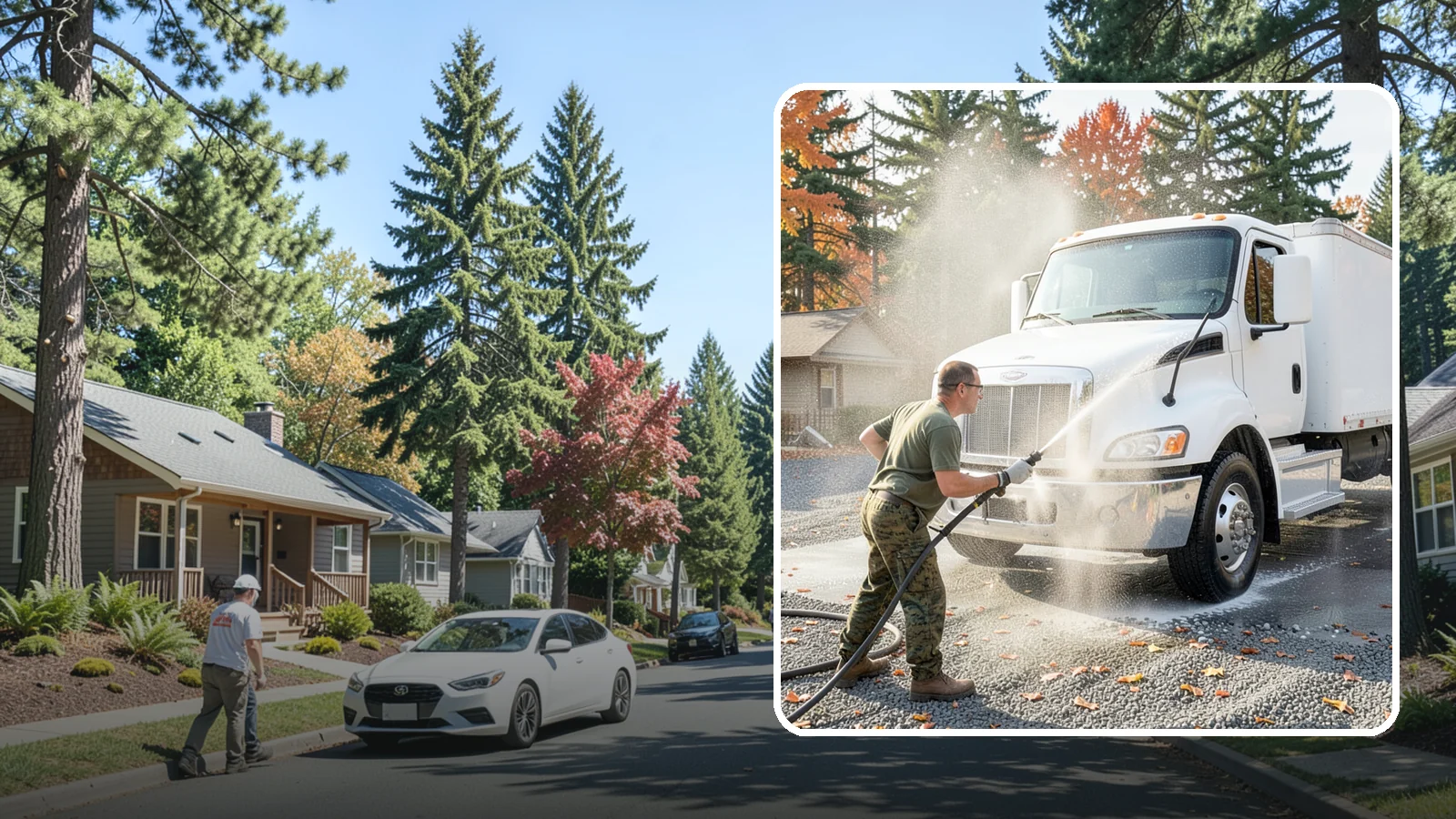 Semi-Truck Washing in Orting, Pierce County, WA - We wash semi-trucks and trailers, clearing the road grime, salt film, and exhaust soot that build up over long Northwest hauls.