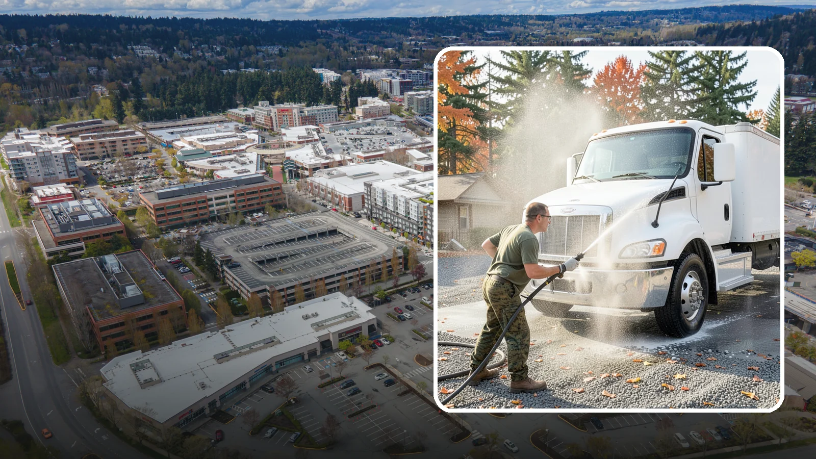 Semi-Truck Washing in Redmond, King County, WA - We wash semi-trucks and trailers, clearing the road grime, salt film, and exhaust soot that build up over long Northwest hauls.