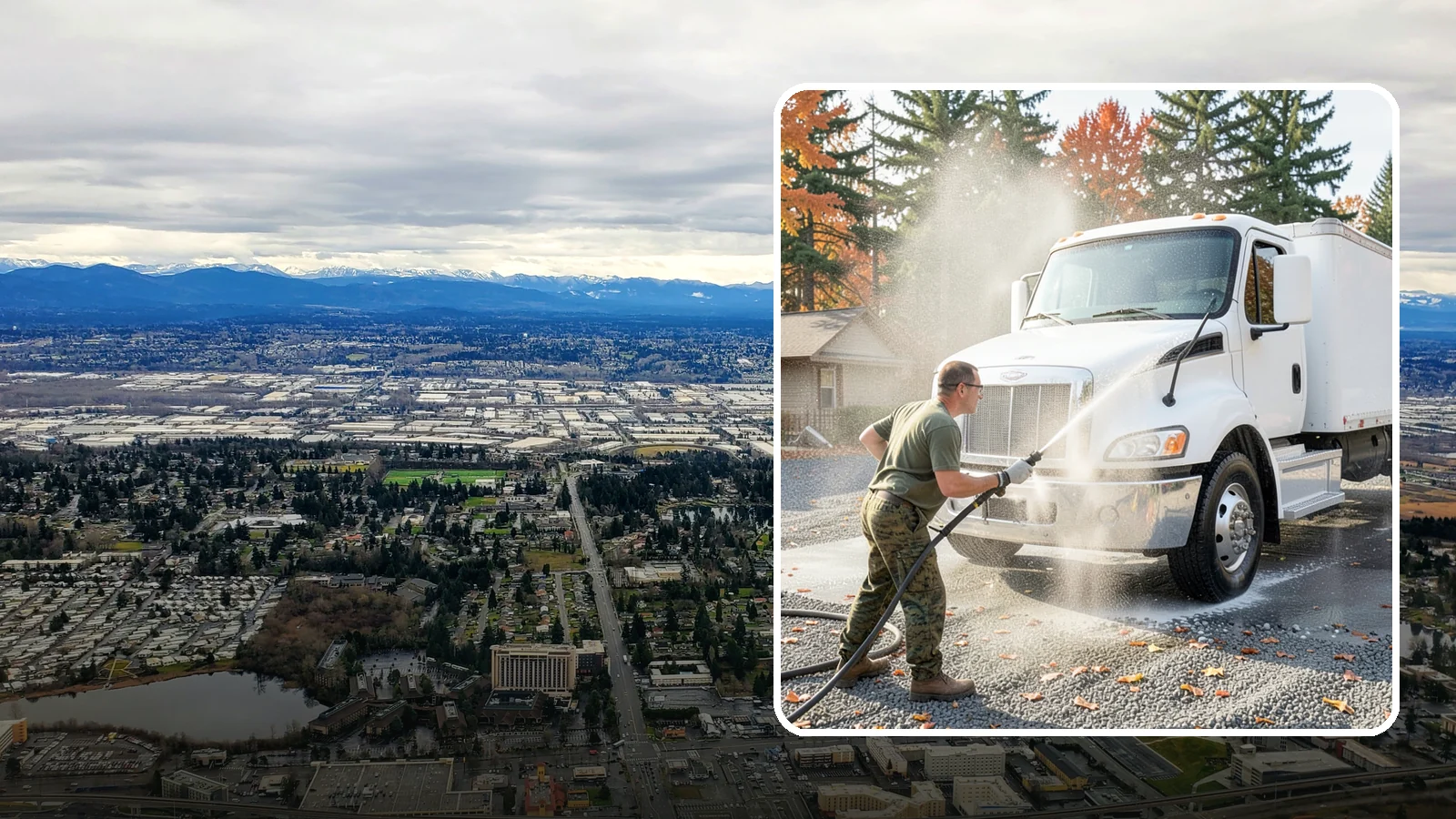 Semi-Truck Washing in SeaTac, King County, WA - We wash semi-trucks and trailers, clearing the road grime, salt film, and exhaust soot that build up over long Northwest hauls.