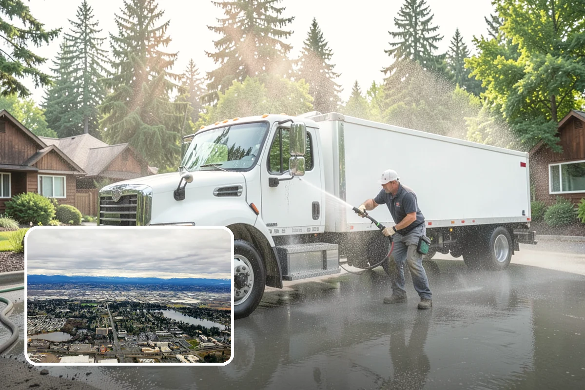 Semi-Truck Washing in SeaTac, King County, WA - Breaks down exhaust soot and mountain-pass salt film