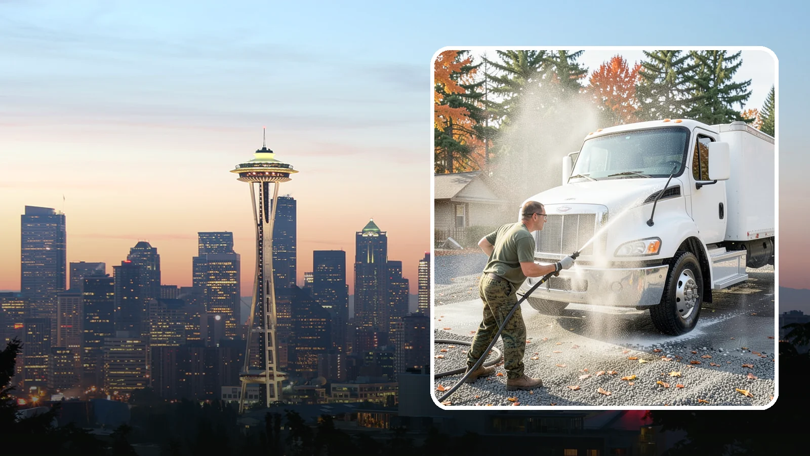 Semi-Truck Washing in Seattle, King County, WA - We wash semi-trucks and trailers, clearing the road grime, salt film, and exhaust soot that build up over long Northwest hauls.