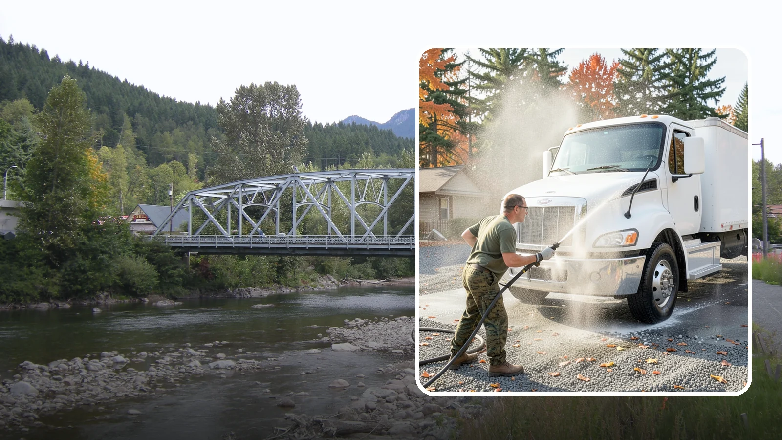 Semi-Truck Washing in Skykomish, King County, WA - We wash semi-trucks and trailers, clearing the road grime, salt film, and exhaust soot that build up over long Northwest hauls.