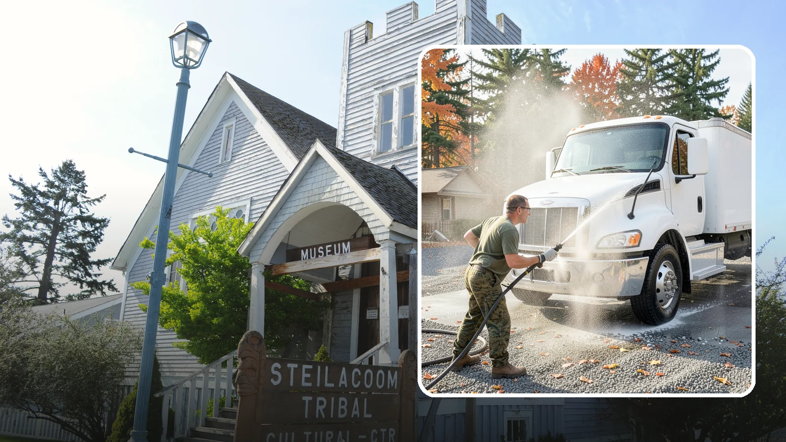 Semi-Truck Washing in Steilacoom, Pierce County, WA - We wash semi-trucks and trailers, clearing the road grime, salt film, and exhaust soot that build up over long Northwest hauls.