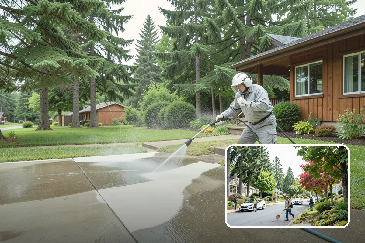 Shed Cleaning in Beaux Arts Village, King County, WA - Removes the mossy green film that thrives in shaded Puget Sound yards