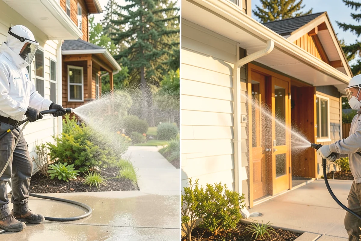 Shed Cleaning in Bellevue, King County, WA - Inspect siding type and flag any soft or damaged panels