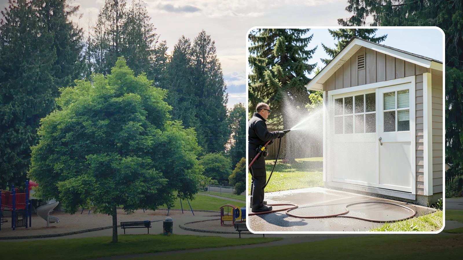 Shed Cleaning in Bonney Lake, Pierce County, WA - We wash down backyard sheds so the siding, roof, and trim shed Washington's damp-weather grime instead of holding onto it.