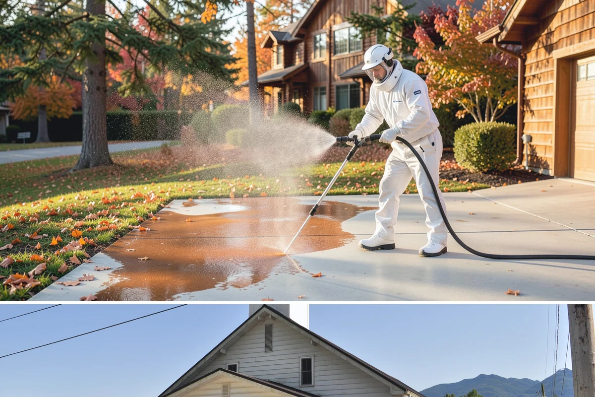 Shed Cleaning in Concrete, Skagit County, WA - Late spring through early fall gives the cleaned surfaces the best chance to dry before the next stretch of Northwest rain sets...