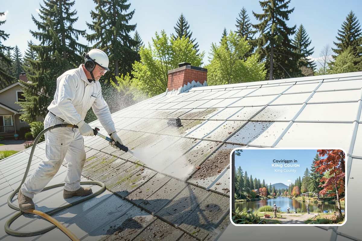 Shed Cleaning in Covington, King County, WA - Removes the mossy green film that thrives in shaded Puget Sound yards