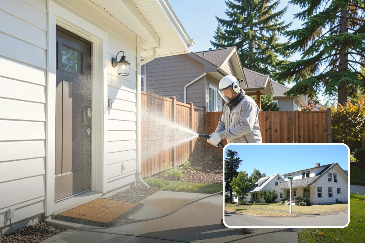 Shed Cleaning in DuPont, Pierce County, WA - Removes the mossy green film that thrives in shaded Puget Sound yards