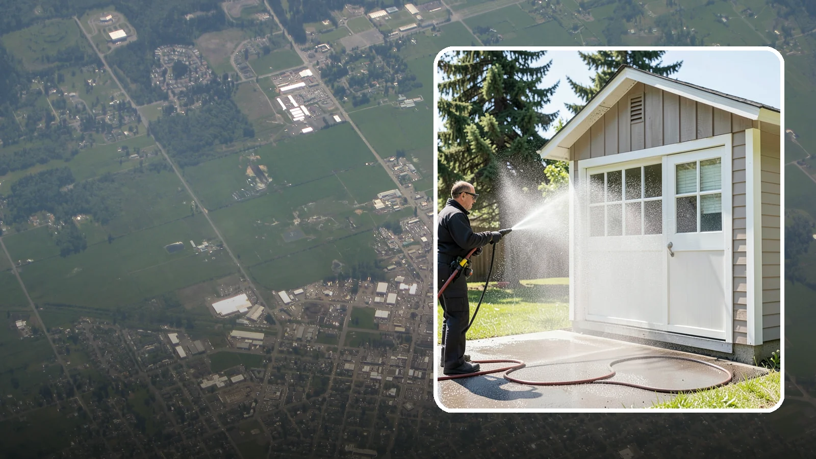 Shed Cleaning in Enumclaw, King County, WA - We wash down backyard sheds so the siding, roof, and trim shed Washington's damp-weather grime instead of holding onto it.